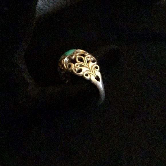 Shubes Turquoise & Sterling Silver Scroll Ring Size 10 - Picture 8 of 8